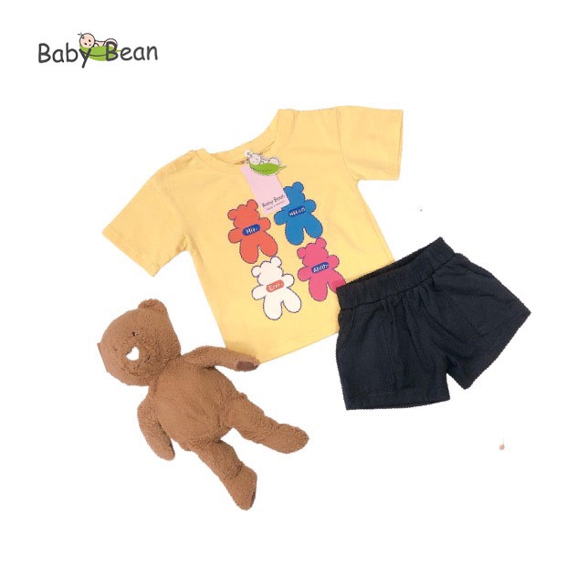 Bộ Đồ Thun Cotton in hình Gấu Bé Gái BabyBean
