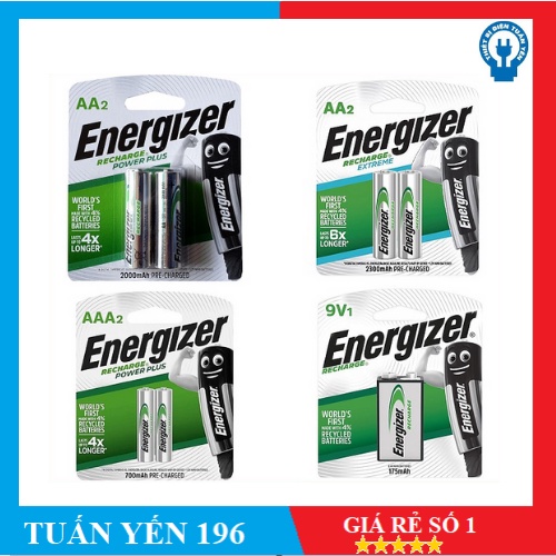 [có nowship] PIN SẠC AA, AAA, 9V ENERGIZER 2300mah, 2000mah, 700mah, 175mah (CHÍNH HÃNG).