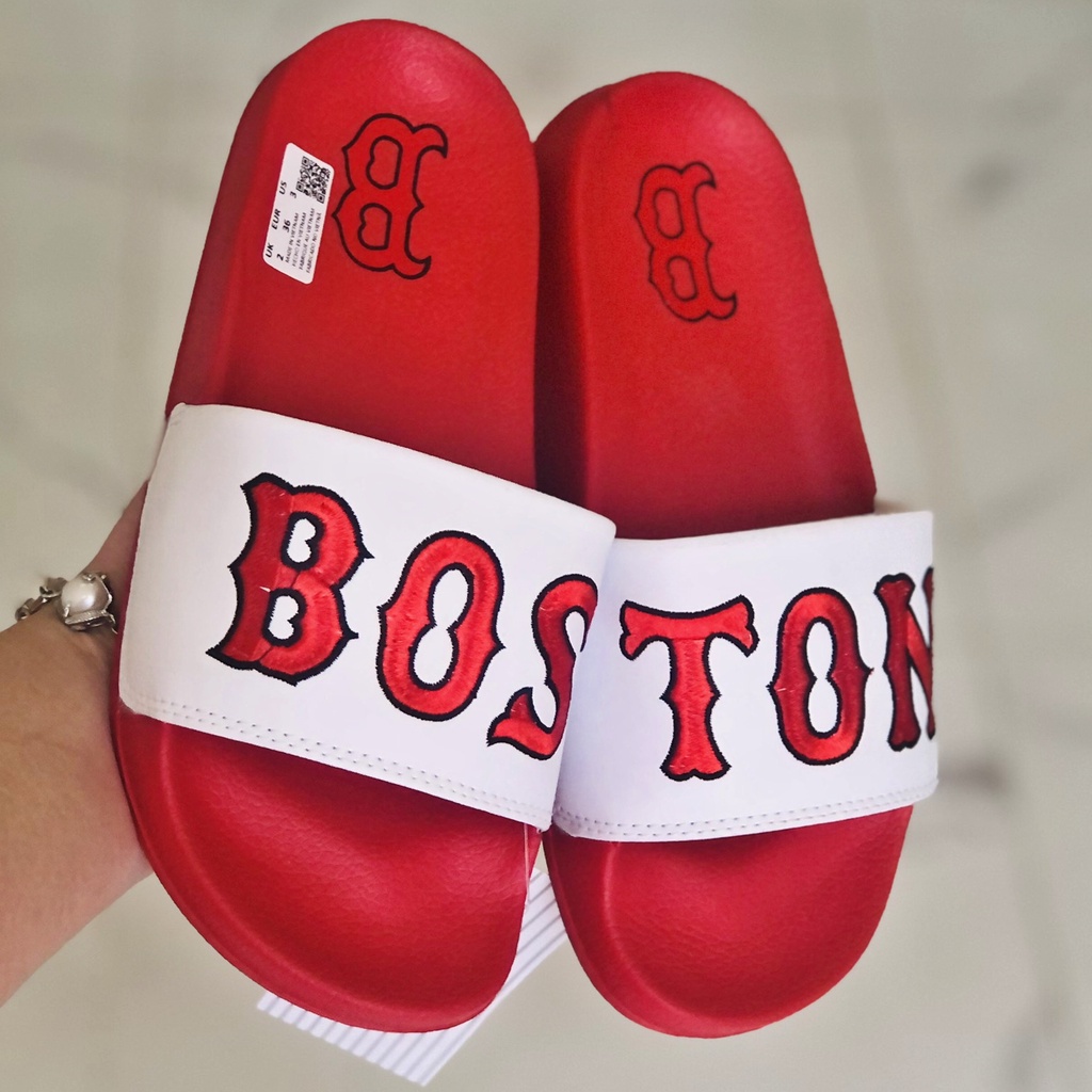 Dép unisex 𝐌𝐋𝐁 𝐁𝐎𝐒𝐓𝐎𝐍 ❤️FREESHIP + Hộp❤️ dép mlb quai ngang thể thao nữ Thêu nỗi Boston nhiều màu