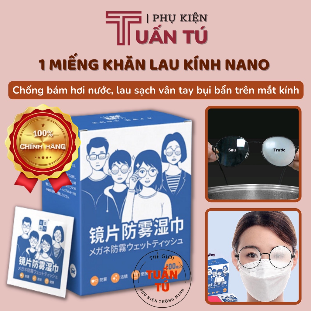 1 Khăn lau kính Nano - 1 miếng giấy lau kính chống bám hơi nước, lau sạch vân tay bụi bẩn - Tuấn Tú Offcial