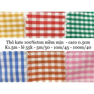 Vải thô caro 100%coton