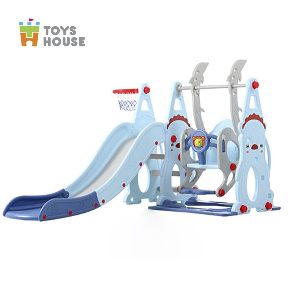 Xích đu kèm khung bóng rổ và cầu trượt, đồ chơi vận động cho bé Toys house WM19019, hàng chính hãng cao cấp