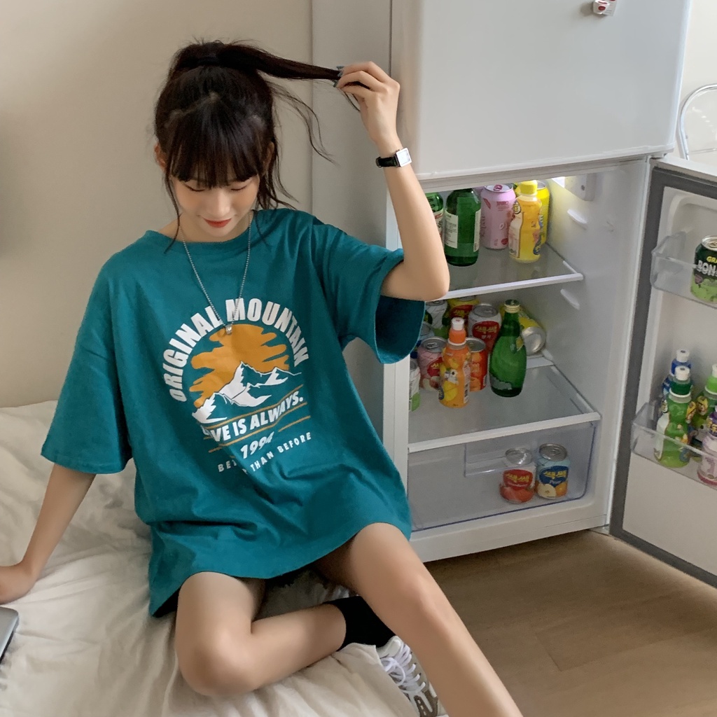 Áo Thun Ngắn Tay In Họa Tiết Phong Cách Hàn Quốc Độc Đáo Cho Nữ