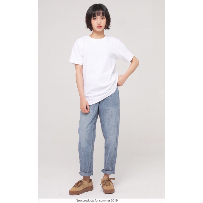 Áo thun trắng trơn unisex form rộng 100% cotton full wax lông bề mặt cao cấp