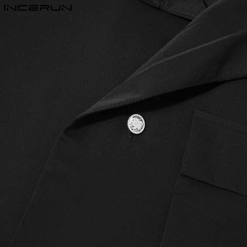 Áo sơ mi nam INCERUN tay dài trang trí dây có túi ở ngực phong cách Hàn Quốc thời trang
