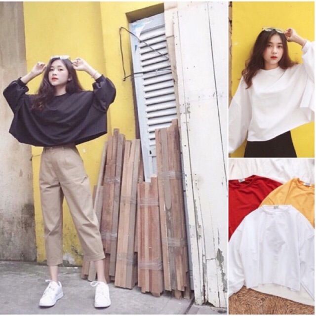 Áo croptop cotton from rộng (ảnh thật)