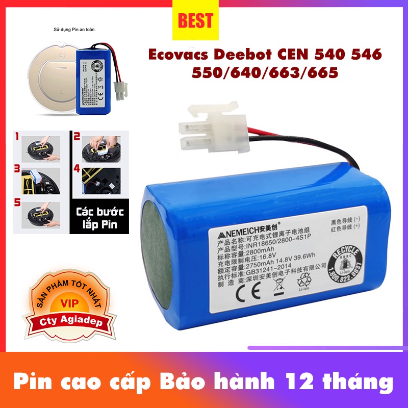 Pin robot hút bụi lau nhà ecovacs deebot CEN 540 546 550/640/663/665