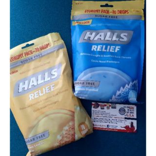 (Hsd: 11.2025)KẸO NGẬM HO KHAN VỊ CHANH BẠC HÀ KHÔNG ĐƯỜNG HALLS - BỊCH 70 VIÊN