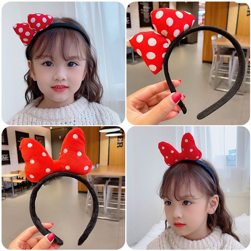 cài nơ đỏ mickey cực xinh cho bé phong cách Hàn Quốc - bờm nơ mickey dễ thương vải min chụp ảnh - selenshop