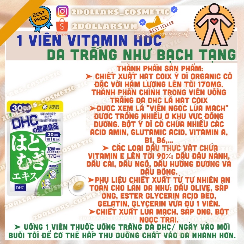 Viên Uống Trắng Da DHC Nhật Bản 20 ngày