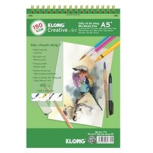 Sổ vẽ A5+ cao cấp lò xo kép xé 150GSM 40 tờ; MS: 770