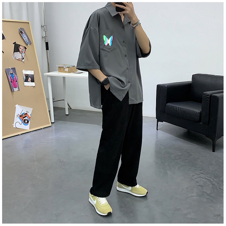 Áo Sơ Mi Ngắn Tay In Họa Tiết Con Bướm Phong Cách Năng Động Dành Cho Nam | BigBuy360 - bigbuy360.vn