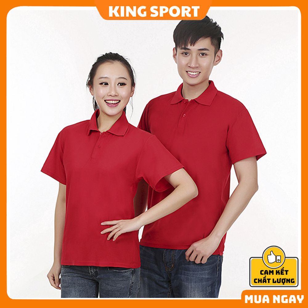 Áo phông nam nữ có cổ form rộng tay ngắn unisex vải poly cá sấu thoáng mát cao cấp giá rẻ chính hãng KING SPORT