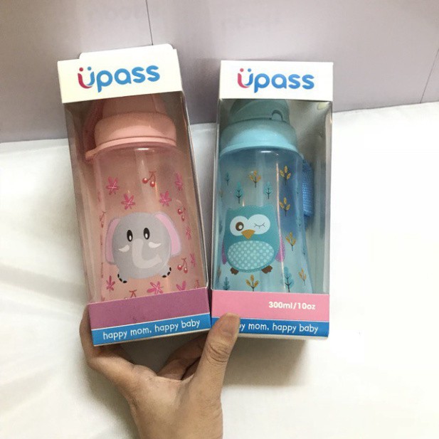 Bình tập uống nước cho bé có ống hút Upass 300ml - bình uống nước cho bé 1 tuổi