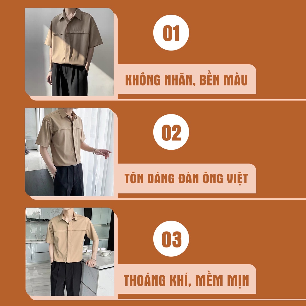 Áo sơ mi nam ngắn tay phong cách thời trang hàn quốc vãi mịn không nhăn AUTOMAN A18