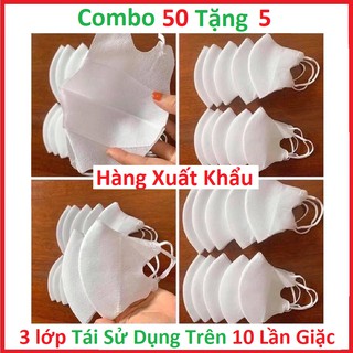 Khẩu Trang Vải Không Dệt 3D Cao Cấp - Kháng Khuẩn Tái Sử Dụng Trên 10 Lần GIặc Chống Bụi Chống Thấm - Không Hộp