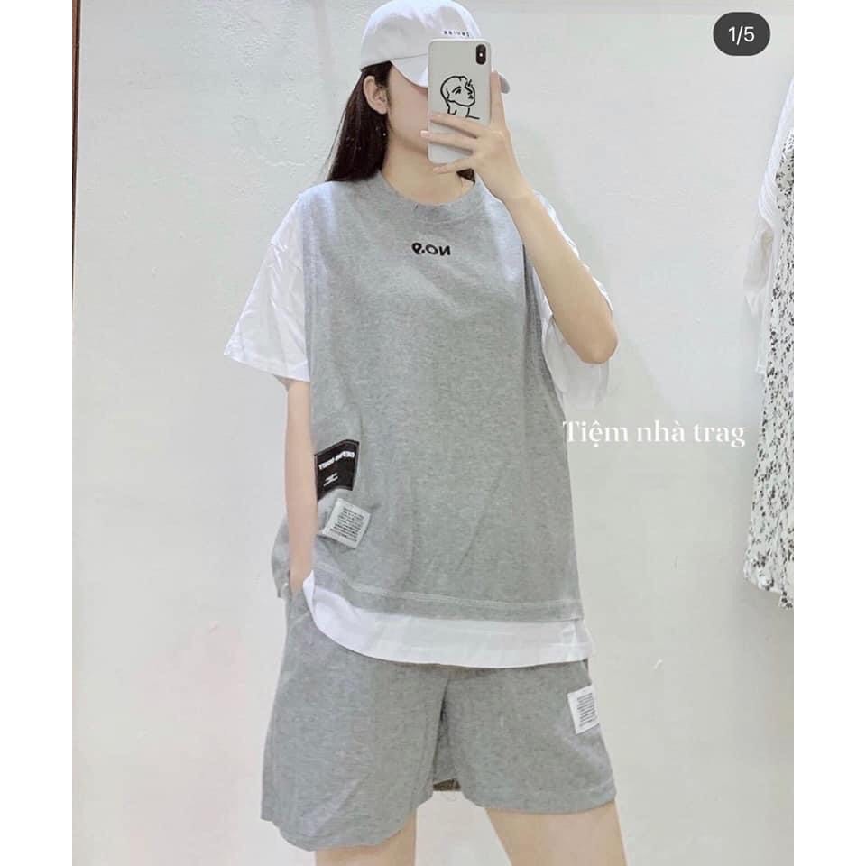 Bộ Đùi cotton tay lỡ Unisex - Bộ Phối zalang Quần đùi | BigBuy360 - bigbuy360.vn