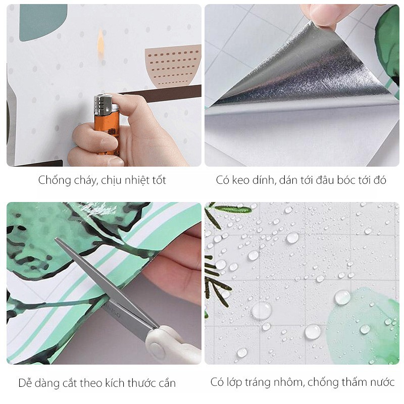 Miếng Giấy Dán Tường Nhà Bếp Cách Nhiệt Chống Dầu Mỡ, Chịu Nhiệt - Decal Dán Bếp Họa Tiết 3D Hiện Đại