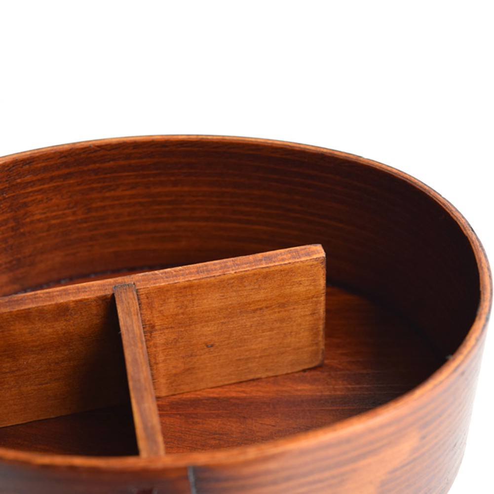 Hộp đựng cơm bento hình Oval bằng gỗ phong cách Nhật Bản