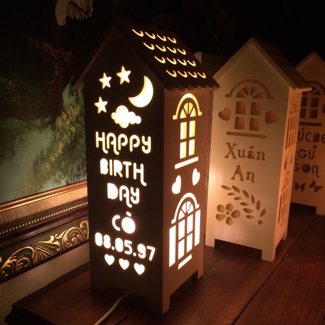 Quà sinh nhật ý nghĩa - Đèn ngủ để bàn khắc chữ theo yêu cầu.