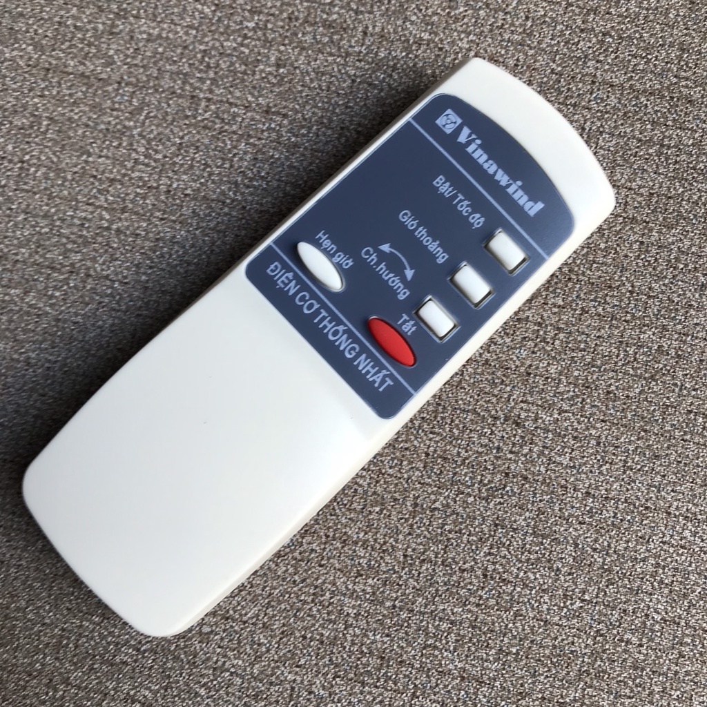 Remote Điều khiển quạt Vinawind điện cơ thống nhất  có nút tắt mở màu đỏ bên dưới.Bảo hành 6 tháng