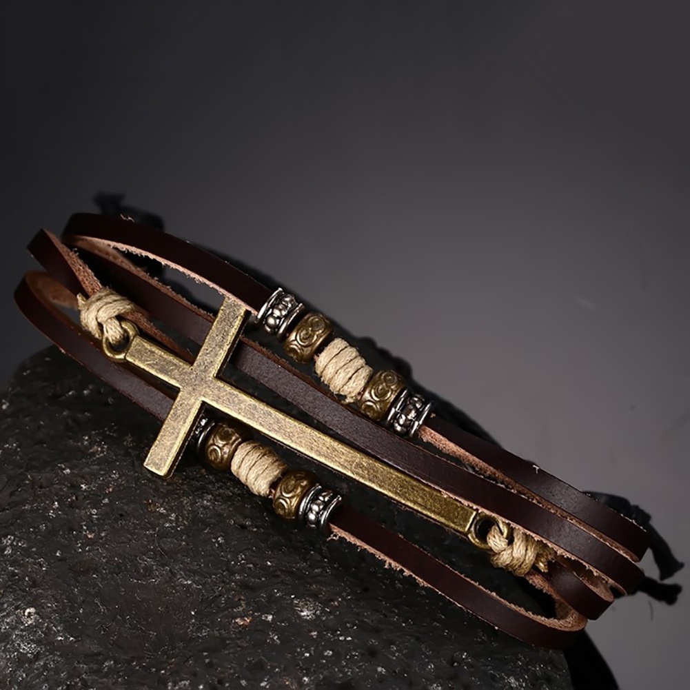 Vòng Tay Da Mặt Thánh Giá Cho Nam Và Nữ