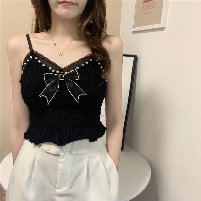 Áo tank top đính nơ thiết kế mới thời trang dành cho nữ 2021