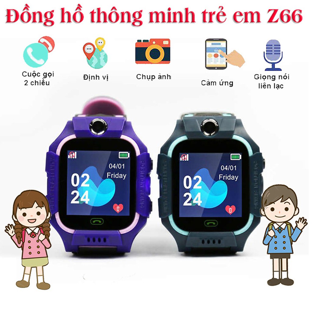 Đồng hồ thông minh trẻ em Z66- Định vị, lắp sim, chụp ảnh, chống nước