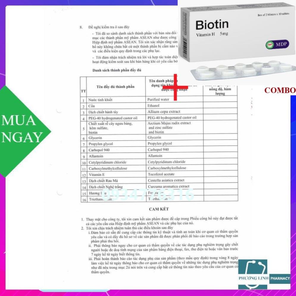 Combo Biotin 5mg+ NACURGO GEL - Đánh bay thâm sẹo mụn, chặn đứng viêm nang lông