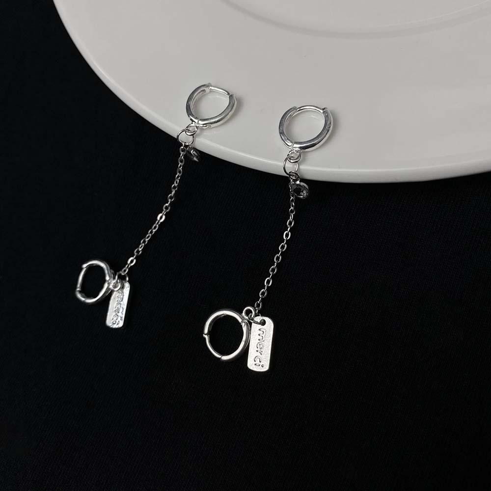 Bông Tai Dáng Dài Mặt Tròn In Chữ VANES1 Thời Trang Hàn Quốc Cho Nữ