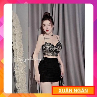 Bộ váy hai dây, sét bộ váy dây rút áo hai dây