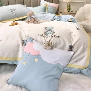 Bộ chăn ga gối Lụa cao cấp Teddy bear 6 món