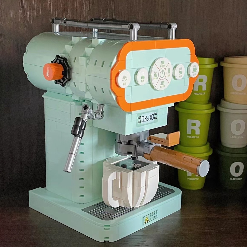 Khối xây dựng bằng tay máy pha cà phê kiểu cổ điển hoài cổ tương thích với đồ chơi Lego Đồ trang trí khối xây dựng loạt hạt MINI