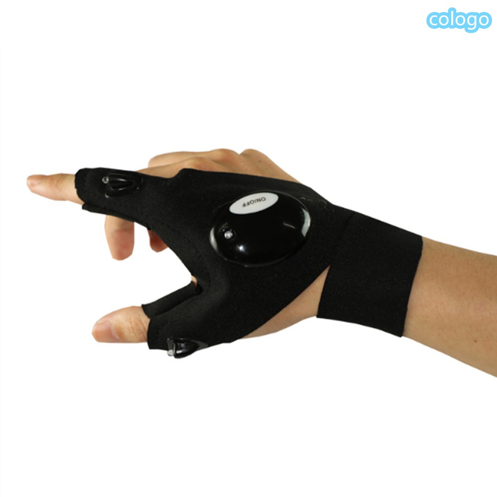 Găng tay có 2 ngón hở gắn đèn LED dùng khi đi dã ngoại tiện dụng | BigBuy360 - bigbuy360.vn
