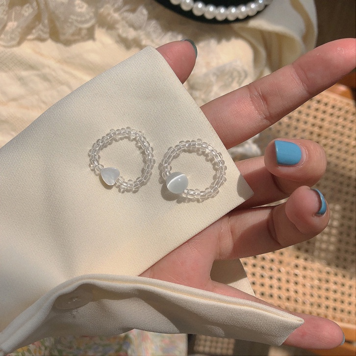 Bộ 2 Nhẫn Đính Đá Opal Thời Trang Cho Nữ