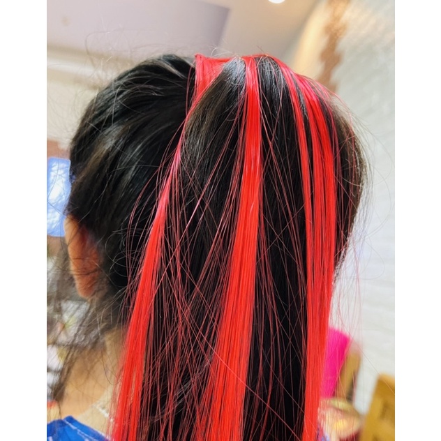 2 bộ Light tóc giả hoá trang cosplay kẹp bấm / Tóc phẩy light màu đỏ siêu đẹp
