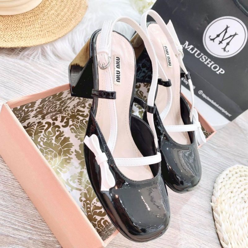 💐 Giày cao gót đế cao,Sục hậu mũi tròn đế vuông 5cm