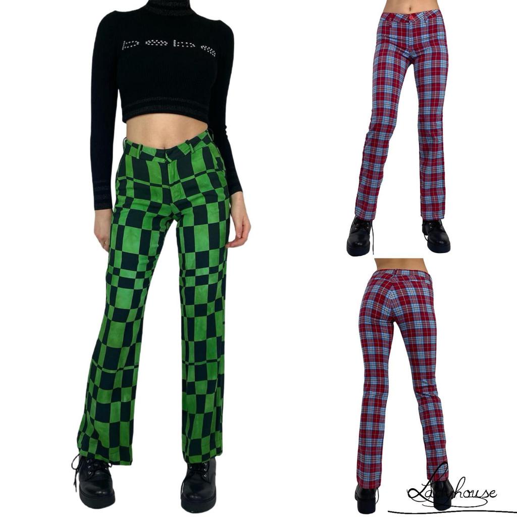 LD-Quần dài midi mỏng họa tiết kẻ sọc đơn giản dễ phối đồ cho nữ