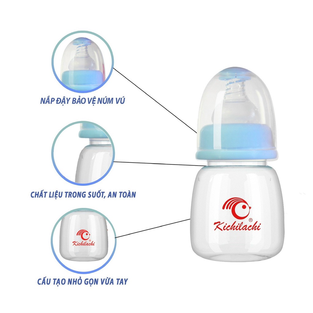 Bình Sữa Nhựa Cổ Hẹp 80ml Cho Bé Không Bpa Kichilachi
