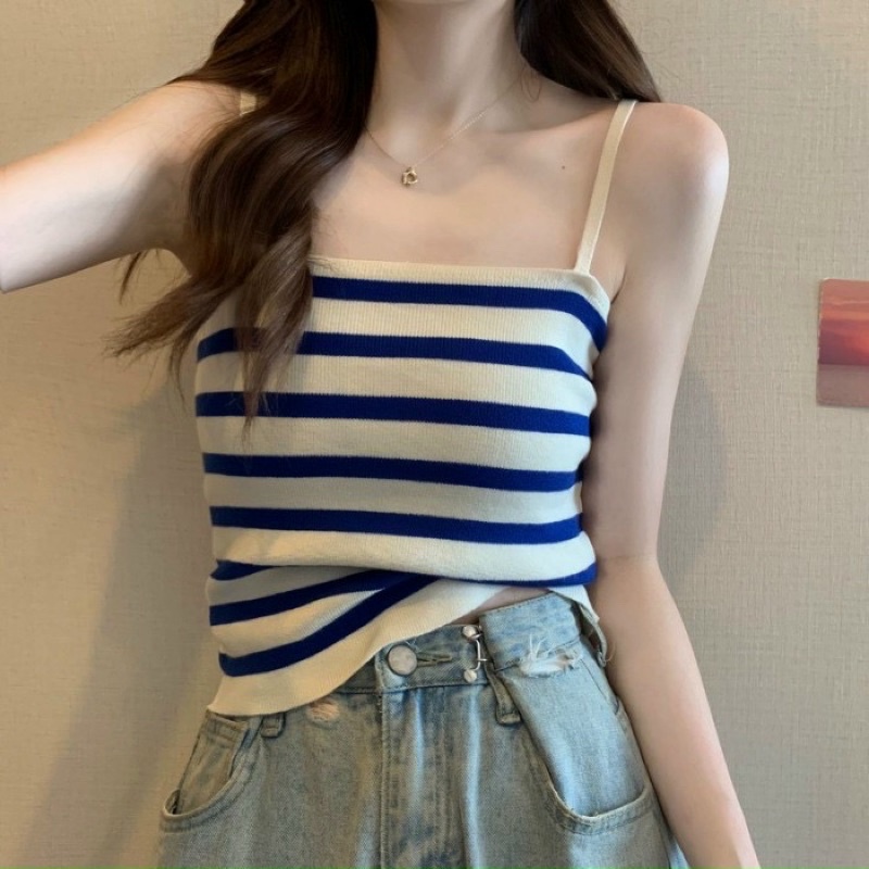 Áo 2 Dây Nữ - Croptop Thun Len Kẻ Ngang siêu đẹp