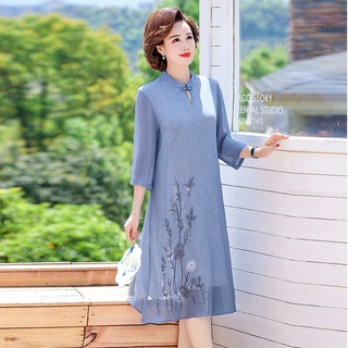 ❣️đầm suông trung niên❣️đầm dự tiệc trung niên phối họa tiết hoa dáng suông sang trọng size