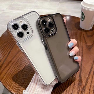 Ốp Điện Thoại Mềm Trong Suốt Mạ Điện Nút Bấm Bảo Vệ Ống Kính Máy Ảnh Cho iPhone 14 Pro Max 11 12 13 7 8 Plus X XR XS