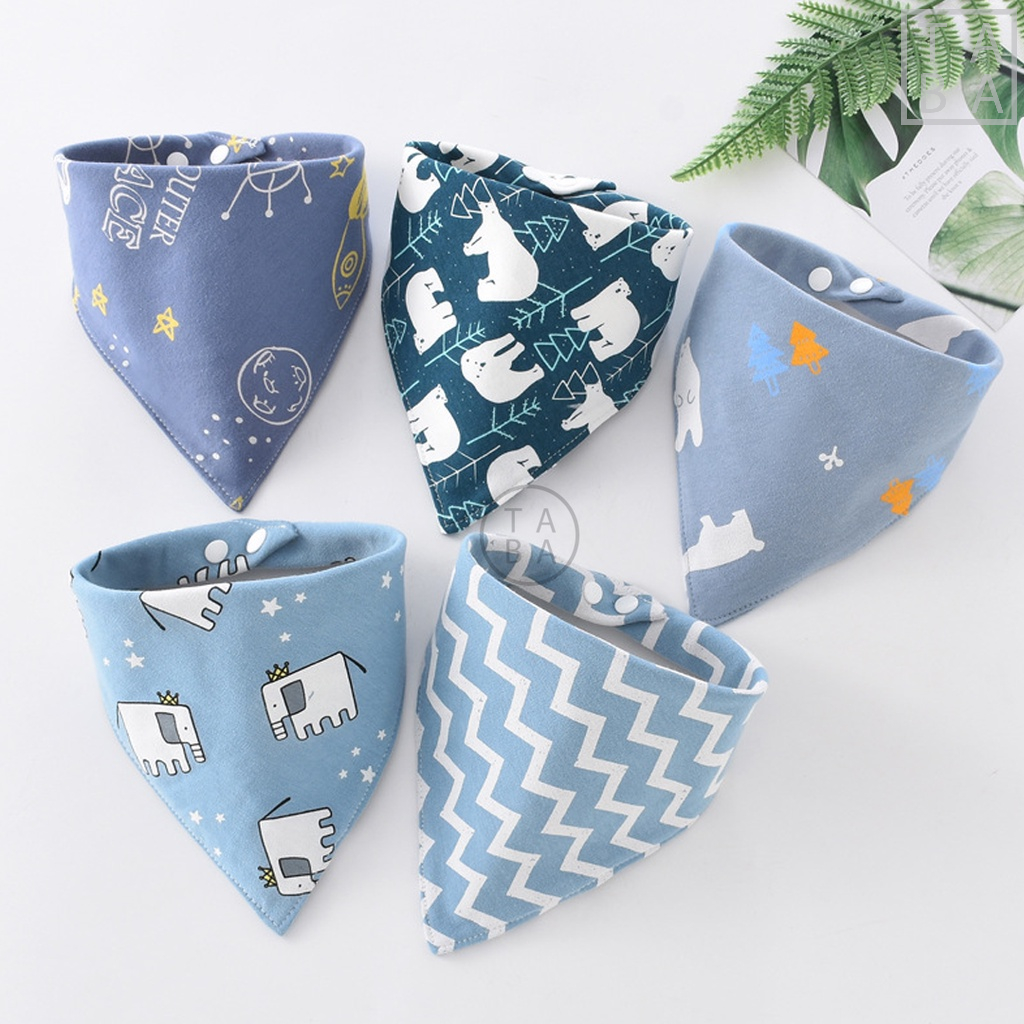 Set 5 yếm tam giác chất liệu sợi bông cotton tự nhiên thấm nước bọt cho bé