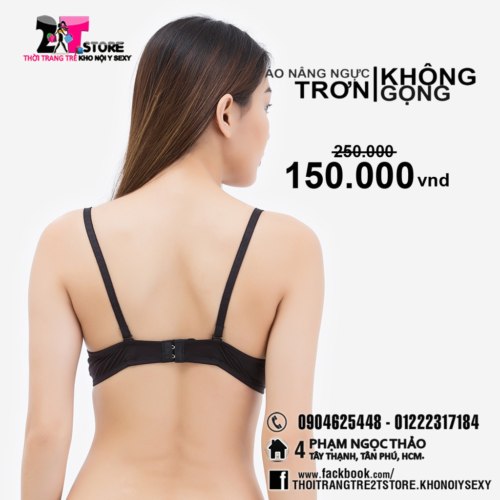 Áo Nâng Ngực Cotton Không Gọng Trơn (Đen)