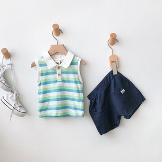Bộ thun cotton sọc bé trai