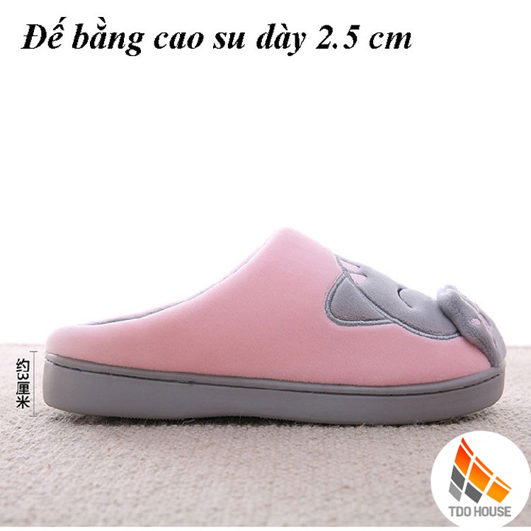 Dép bông đi trong nhà mùa đông, dép lông unisex đế cao su bám sàn tốt, mềm dẻo quai hình con mèo cực cute TDO