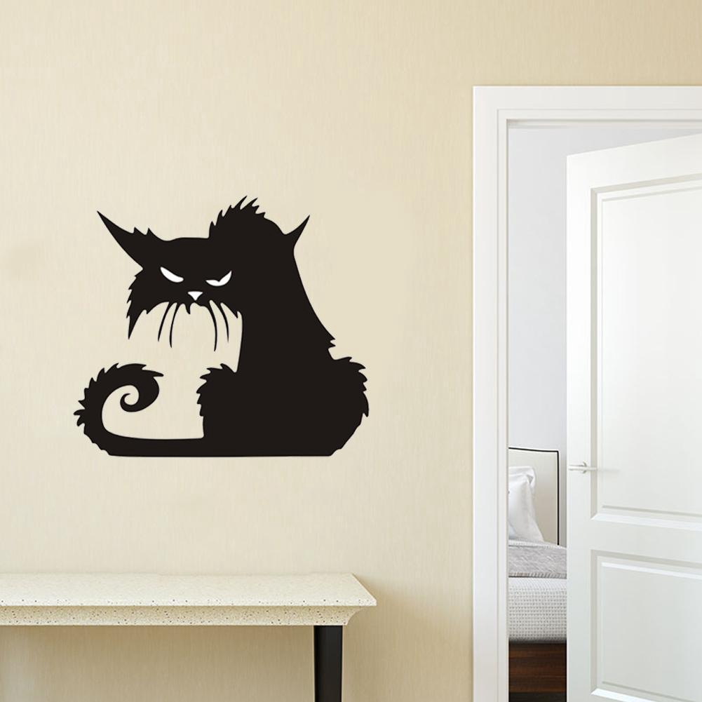 Decal dán tường / cửa sổ hình chú mèo đen phong cách Halloween