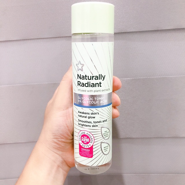 Nước hoa hồng tẩy tế bào chết - Superdrug Naturally Radiant Glycolic Tonic – Toner Glycolic Acid 5%