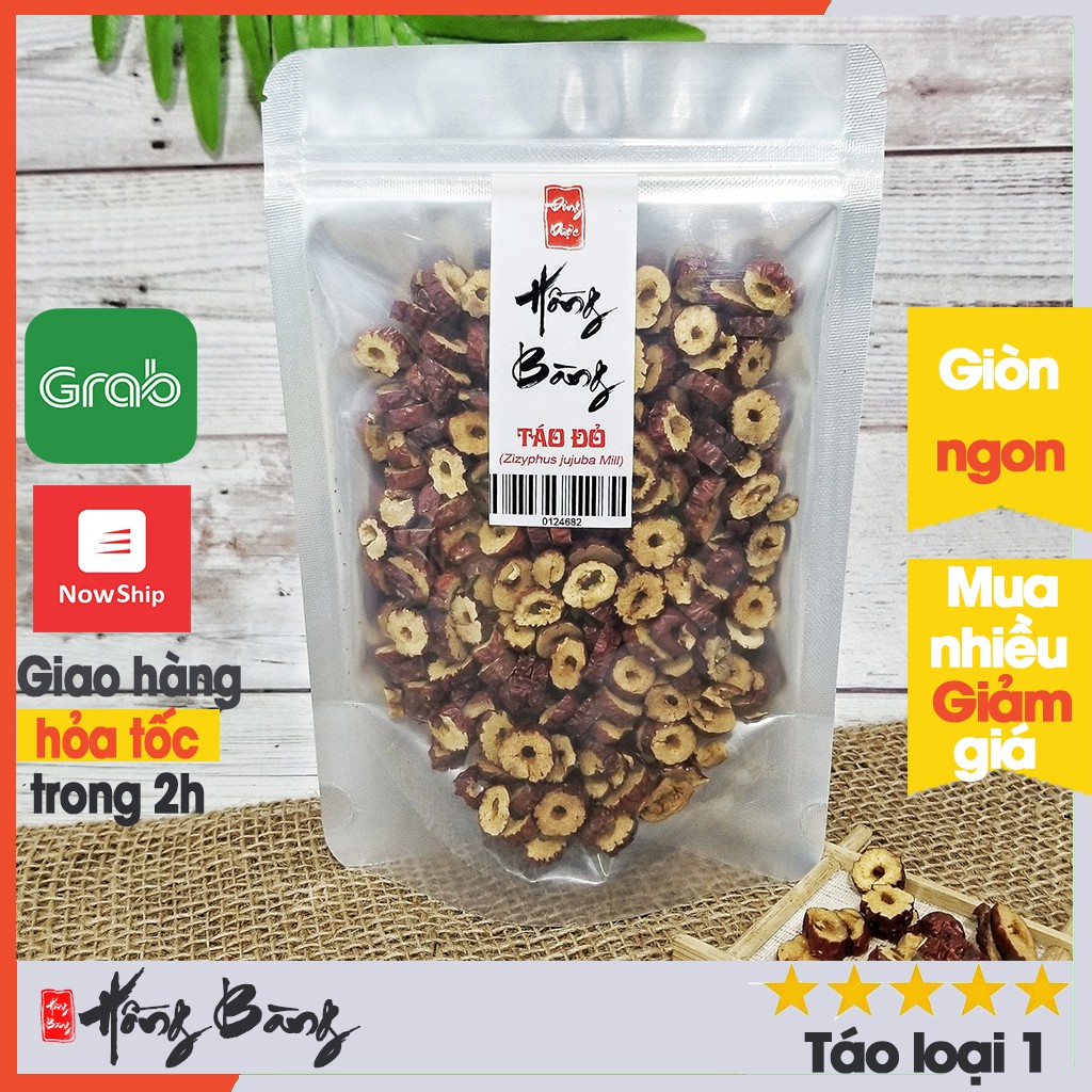 TÁO ĐỎ THÁI LÁT 100g Hồng Bàng ( táo đỏ hàn quốc hữu cơ sấy khô giòn chính hãng, ăn trực tiếp, làm trà dưỡng nhan đẹp da