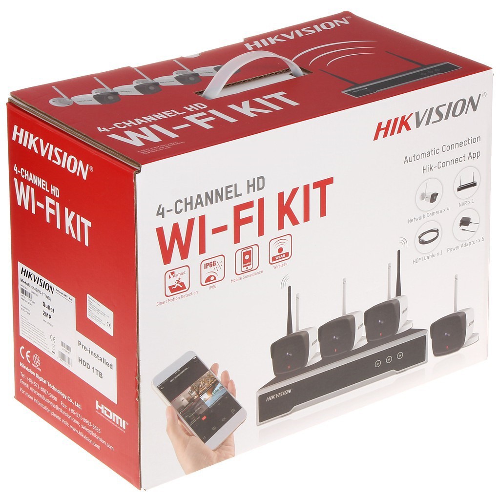 Trọn bộ 4 camera ip wifi không dây hikvision NK42W0 chính hãng Full HD 1080p- Bảo hành 2 năm